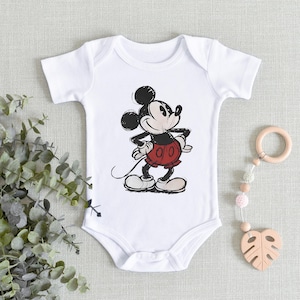 Camiseta clásica de Mickey Mouse, camiseta retro de Disney para niños pequeños, mono infantil de dibujos animados, pose de Mickey de la vieja escuela, top infantil de estilo atemporal