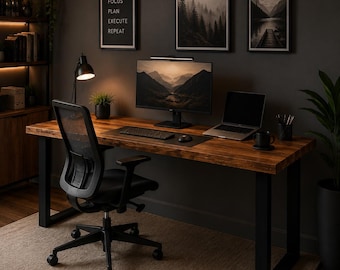 Wooden Desk | Home Office Desk | Rustic  | Computer Desk | Industrial Desk | Solid Wood | Chunky | Handmade | Work Fromhome