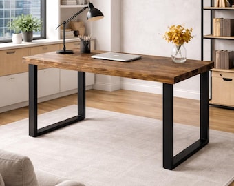 Handmade Solid Pine Desk Top | Rustic Industrial Workstation (Table Top Only)