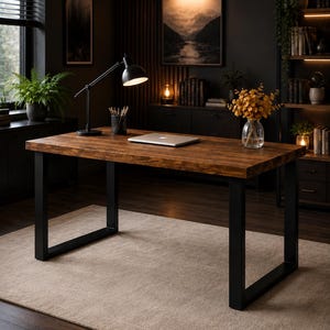 Wooden Desk | Home Office Desk | Rustic  | Computer Desk | Industrial Desk | Solid Wood | Chunky | Handmade | Work Fromhome