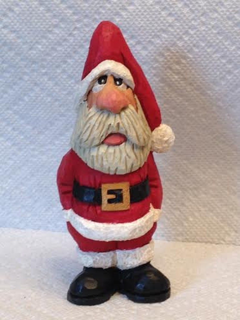 Hand Carved Santa Claus Wood Carving Art Sculpture