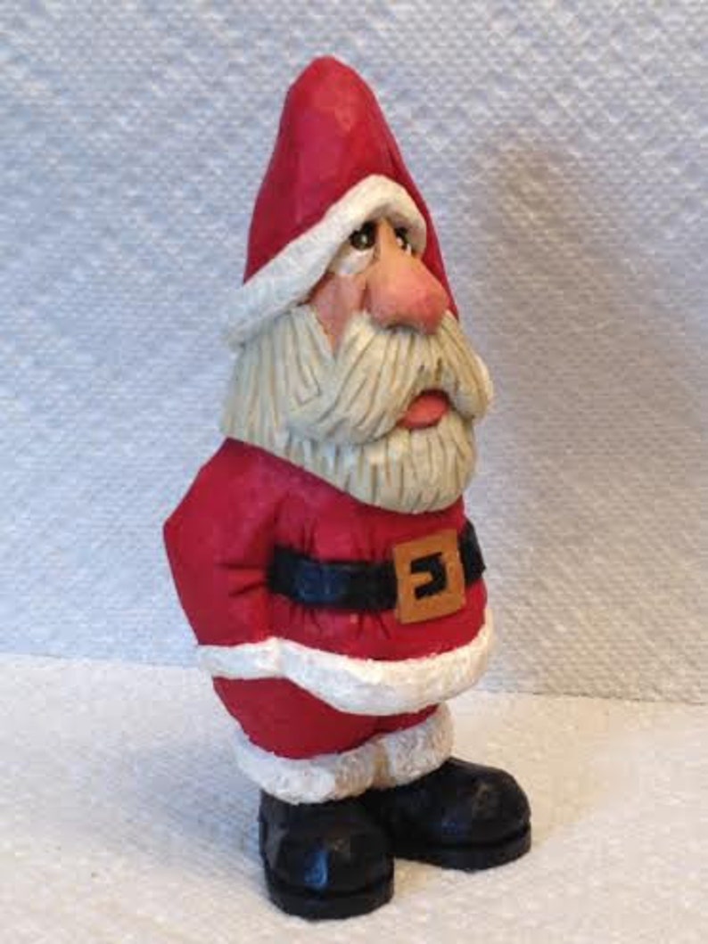 Hand Carved Santa Claus Wood Carving Art Sculpture Christmas Etsy