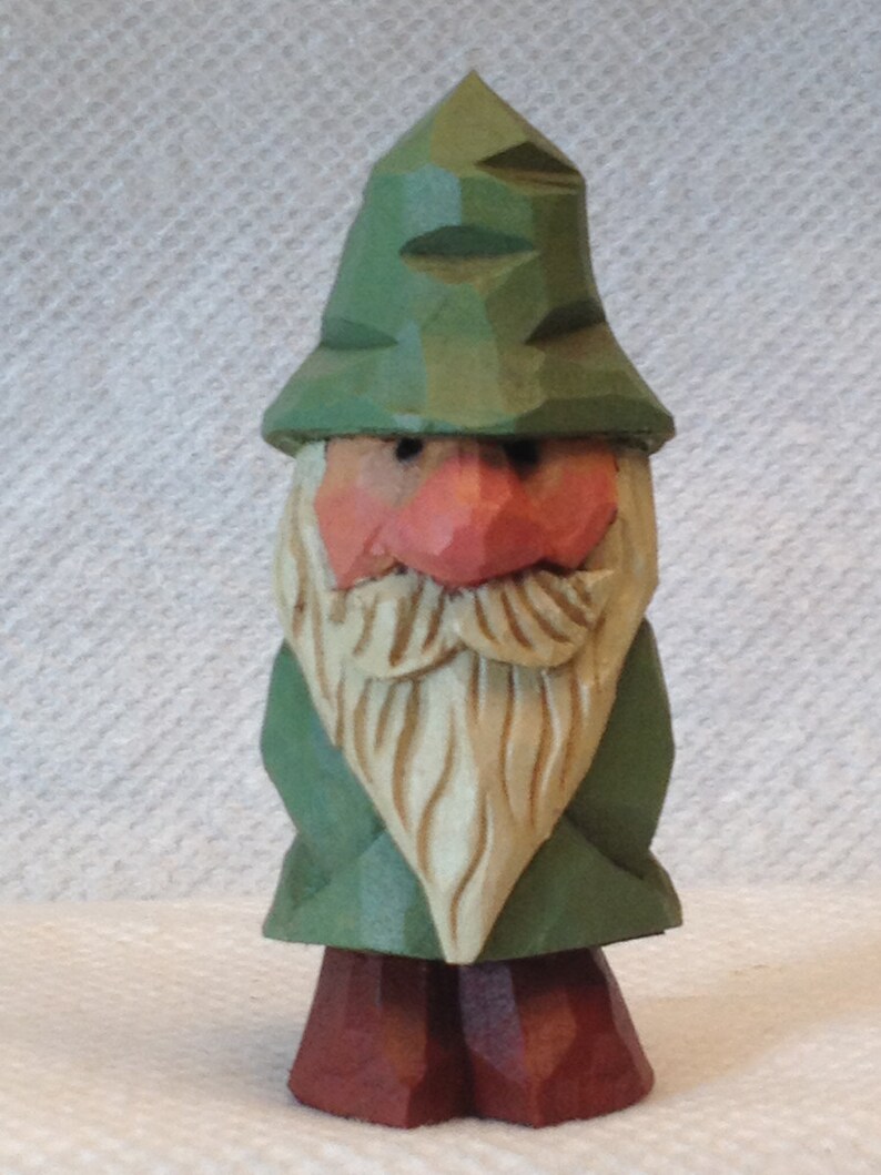 Hand Carved Handmade Miniature Garden Gnome Wood Carving Etsy