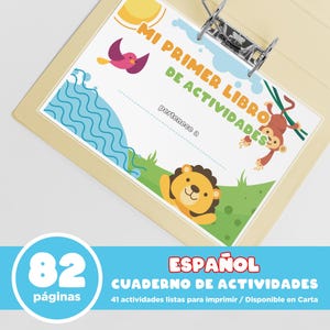 Libro de actividades para niños pequeños en español, imprimible, para preescolar - Libro tranquilo - Actividades Montessori - Imprimibles educativos en PDF