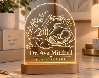 Sonographer Gift, Personalized Ultrasound LED Night Light, Engraved Acrylic Lamp, Ultrasound Tech Gift, Medical Graduation Office Decor