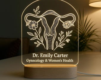 Gynecologist Custom Gift Night Light | Personalized LED Gift with Laser Engraved Acrylic Design Graduation gift Medical Student Gift
