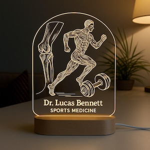 Sports Medicine Doctor Custom Night Light Personalized Gift LED Base Laser Engraved Acrylic Decor for Medical Office