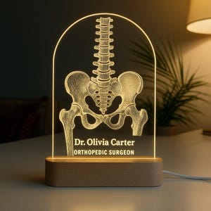 Custom Orthopedic Surgeon Gift Night Light Personalized LED Lamp with Engraved Acrylic Wooden Base Medical Graduation Student Doctor Gift