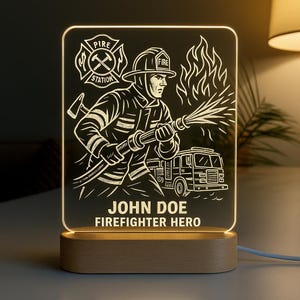 Custom Firefighter Gift Custom Night Light Gift Thank You Gift
