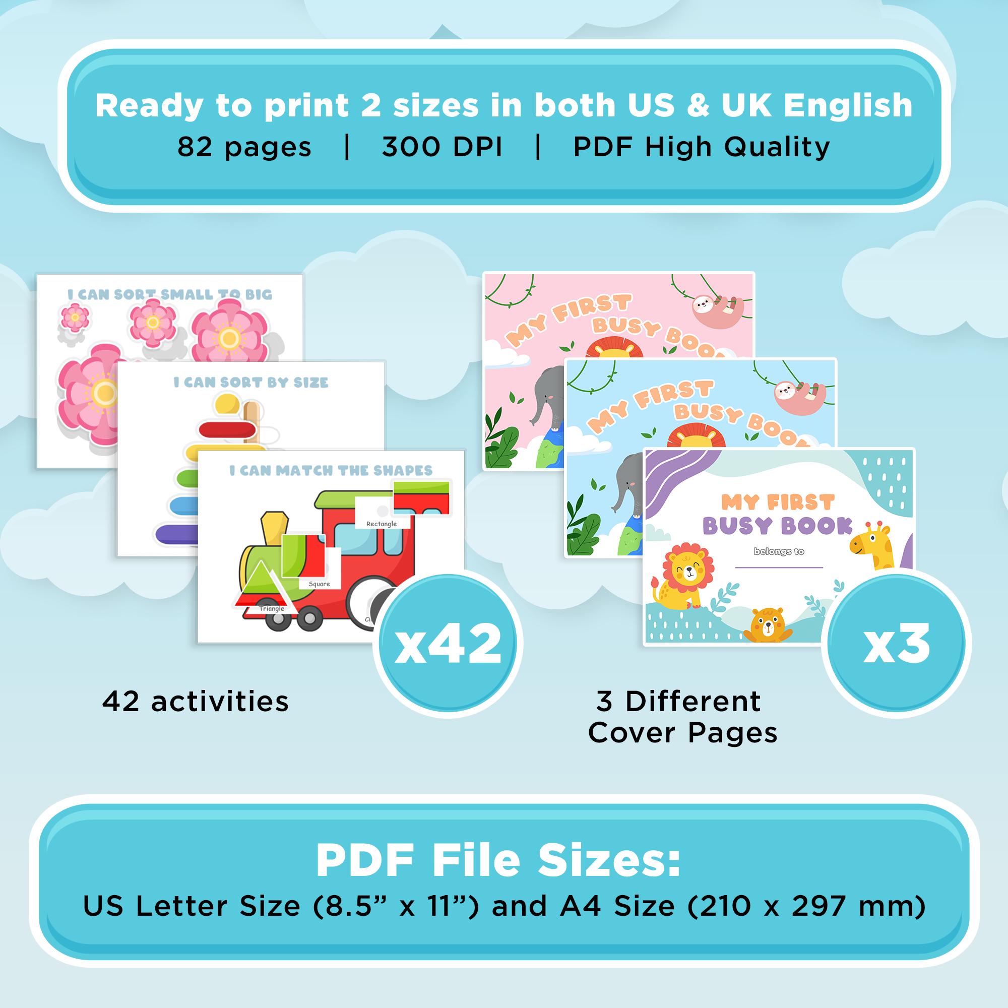 Toddler Busy Book Printable for 1-3 Years - Preschool Learning Binder ...