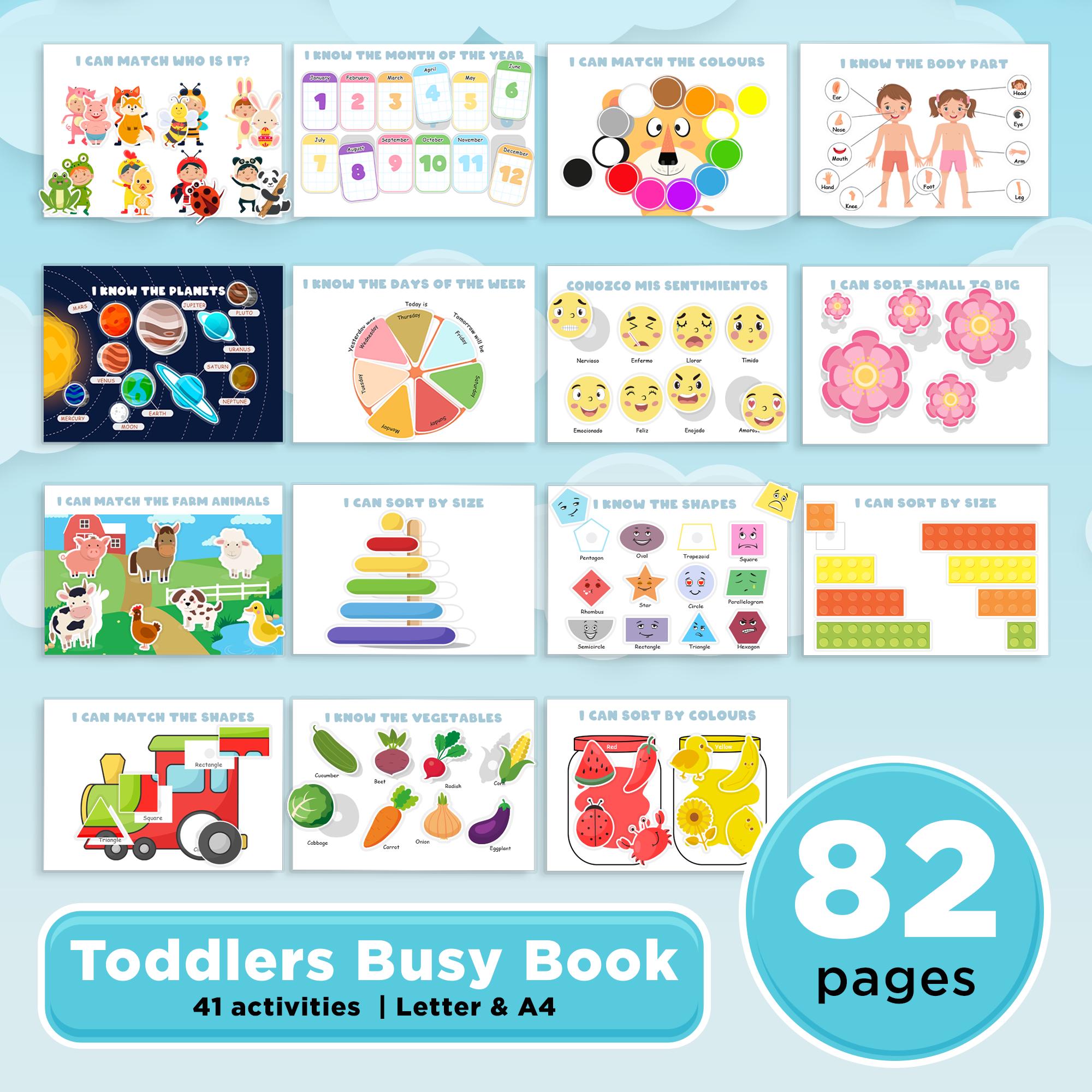 Toddler Busy Book Printable for 1-3 Years - Preschool Learning Binder ...