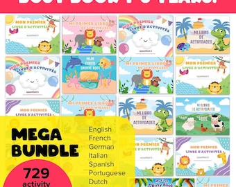 Mega Busy Book Bundle | 729 Pages | Toddler Quiet Book PDF 1–3 Years Activities 9 Languages Montessori Preschool Binder Digital Printable
