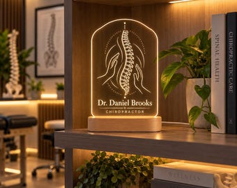 Chiropractor Gift, Personalized Chiropractic LED Lamp, Custom Doctor Night Light, Spine Acrylic Sign, Chiropractic Office Decor