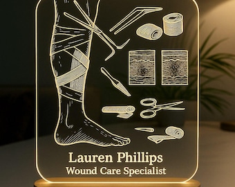 Wound Care Specialist Custom Night Light Personalized Gift with LED Base and Laser Engraved Acrylic Graduation gift Medical Student Gift