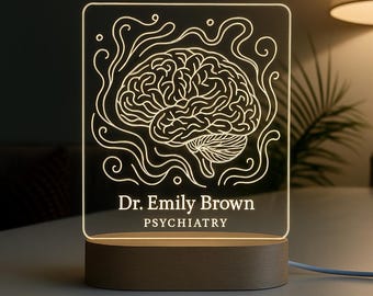 Psychiatrist Custom Night Light | Personalized LED Gift with Laser Engraved Acrylic Design Graduation gift Medical Student Gift