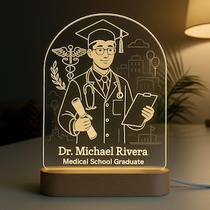 Surgeon Personalized Night Light Custom LED Lamp with Engraved Design for Doctor Graduation Gift
