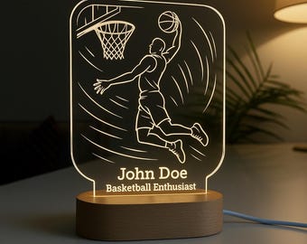 Basketball Player Gift Custom Night Light Gift For Sports Fan Gift Thank You Gift for Sportsman Gift Fun