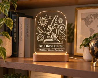 Infectious Disease Doctor Gift, Personalized LED Lamp, Epidemiology Medical Decor, Microbiology Acrylic Light, Doctor Graduation Gift