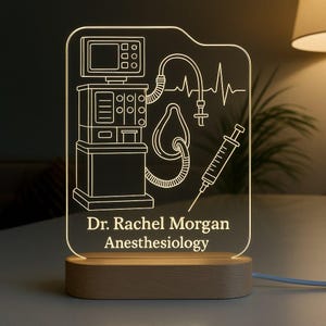 Anesthesiologist Custom Night Light Personalized Gift LED Base Laser Engraved Acrylic Desk Lamp for Doctors