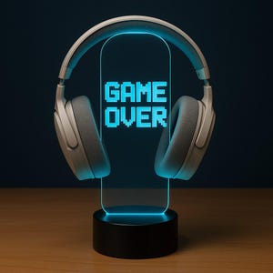 Custom LED Headphone Stand with Gamertag – Personalized Gaming Headset Holder – RGB Desk Light with Remote – Gamer Gift for Him