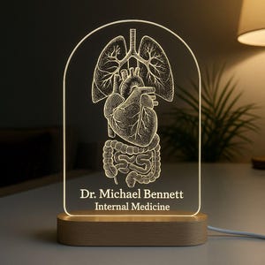 Internal Medicine Doctor Custom Night Light Personalized Gift with LED Base and Laser Engraved Graduation gift Medical Student Gift