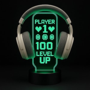 Custom LED Headphone Stand with Scoreboard Design – Personalized Gamer Headset Holder – RGB Gaming Desk Accessory – Gamer Gift