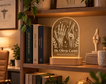 Rheumatologist Gift, Personalized LED Night Light, Rheumatology Doctor Lamp, Engraved Acrylic Sign, Medical Office Decor