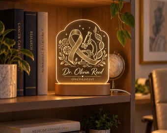 Oncologist Gift, Personalized Oncology LED Lamp, Cancer Doctor Appreciation Gift, Engraved Acrylic Night Light, Medical Office Decor