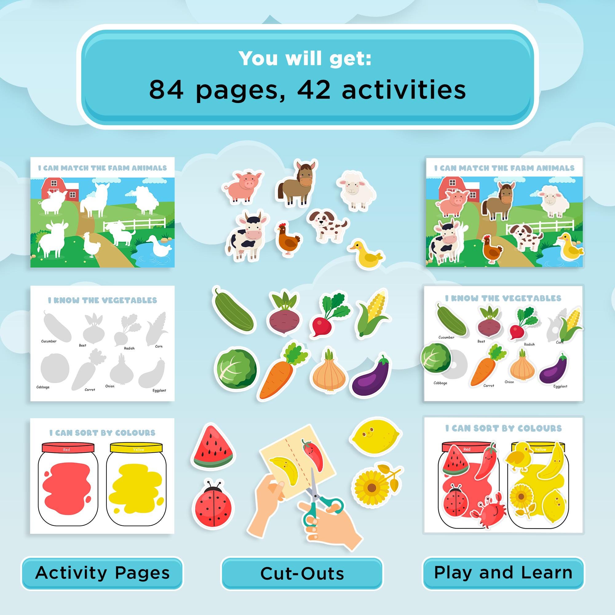 Toddler Busy Book Printable for 1-3 Years - Preschool Learning Binder ...