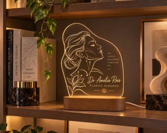Plastic Surgeon Gift, Personalized Acrylic LED Lamp, Engraved Surgeon Name Light, Plastic Surgery Office Decor, Medical Graduation Gift