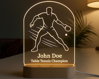 Table Tennis Player Gift Custom Night Light Gift For Sports Fan Gift Thank You Gift for Sportsman Gift Fun Sport Ping Pong Gift