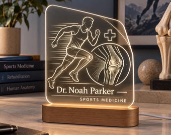 Sports Medicine Doctor Gift, Personalized LED Night Light, Engraved Acrylic Lamp, Sports Physician Office Decor, Medical Graduation Gift