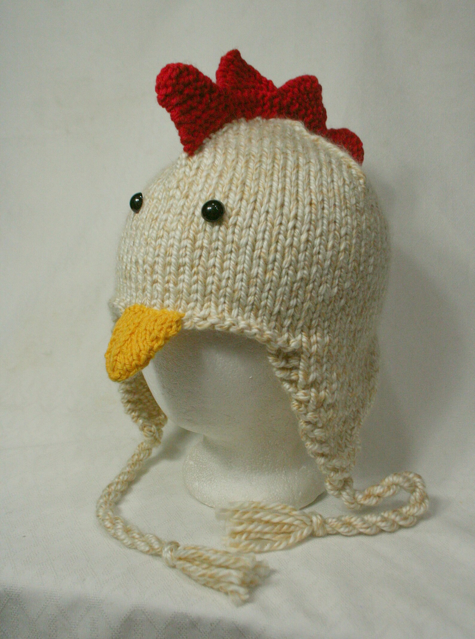 Chicken Hat Beige Hand Knit Rooster Halloween Costume Hat Etsy