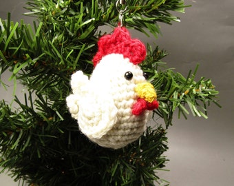 Chicken Ornament, White Hen Christmas Ornament, White Chicken Tree Decoration, Chicken Lover Gift, Chicken Decor Gift