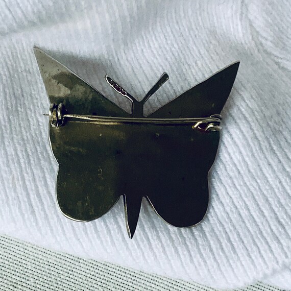 Silver Mix Abalone Butterfly Brooch - image 7