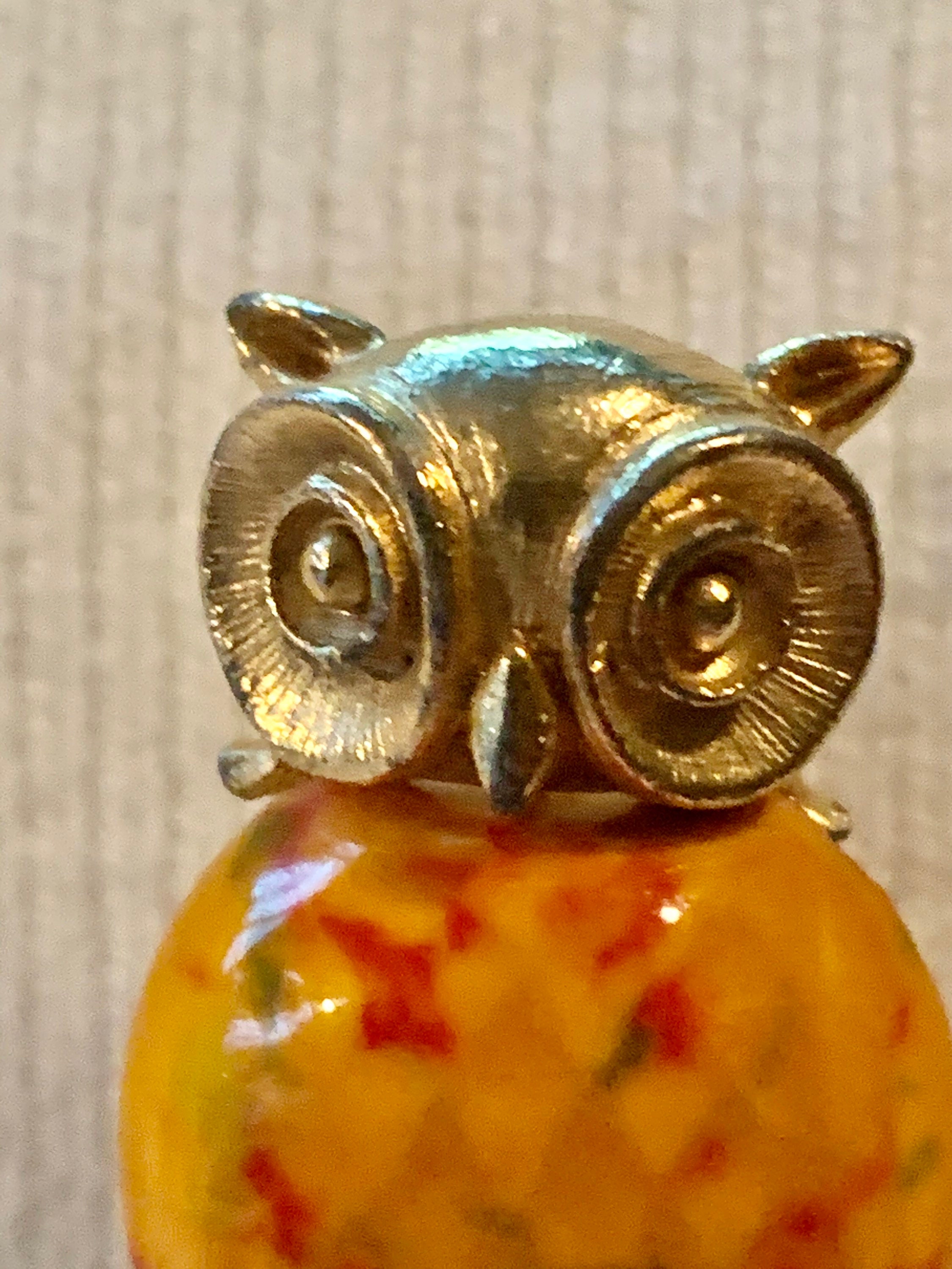 Orange Marbled Jelly Belly Owl brooch pin Etsy