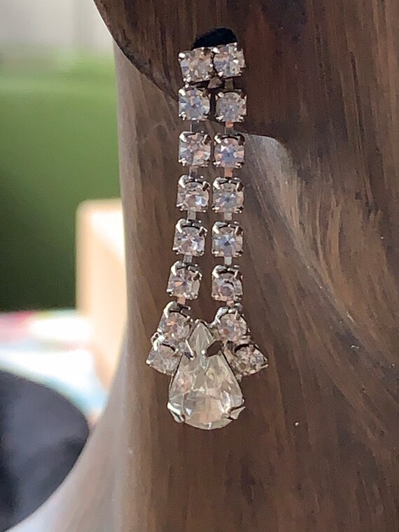 Beautiful Earrings, 2 Rows with a Teardrop 1 1/4"… - image 2