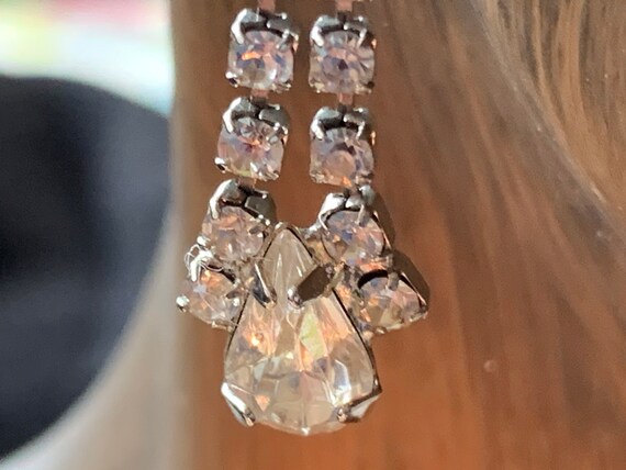 Beautiful Earrings, 2 Rows with a Teardrop 1 1/4"… - image 8