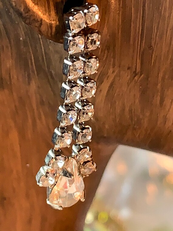 Beautiful Earrings, 2 Rows with a Teardrop 1 1/4"… - image 4