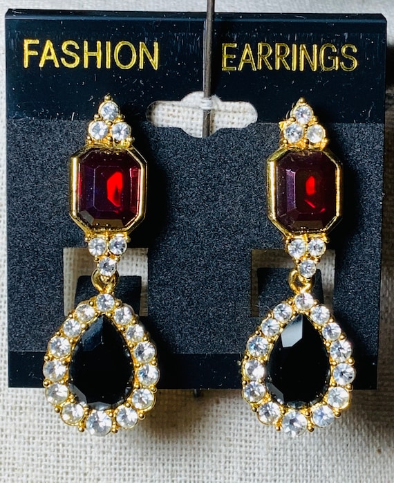 Lush Monet Rhinestone Dangle Pierced Earrings