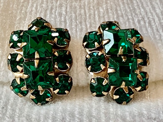 Square Octagon and Chaton cut Faux Emerald Rhines… - image 1