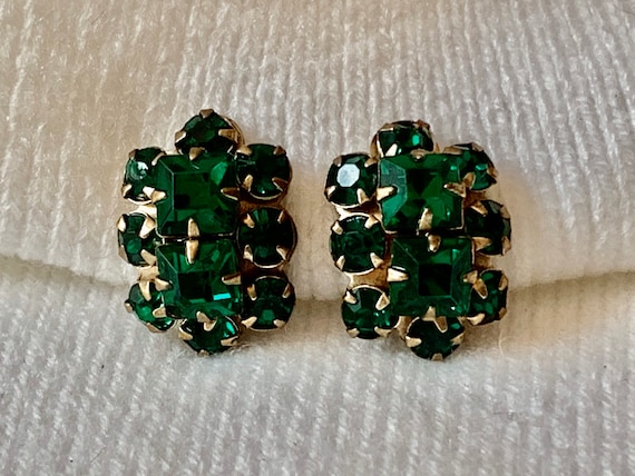 Square Octagon and Chaton cut Faux Emerald Rhines… - image 3