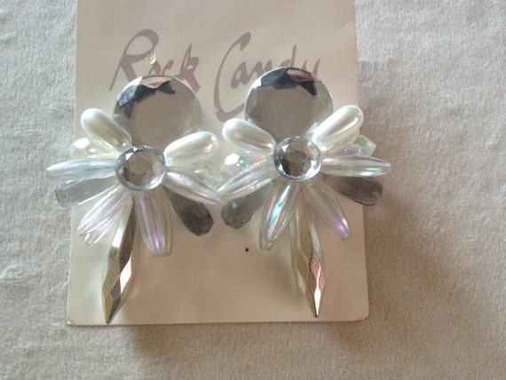 Huge Rock Candy Pearl & Crystal Earrings - image 2