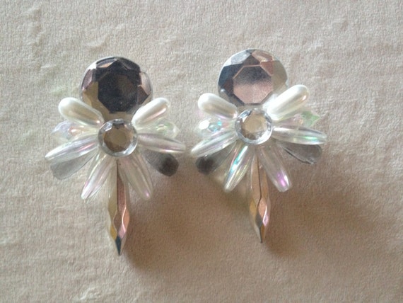 Huge Rock Candy Pearl & Crystal Earrings - image 1