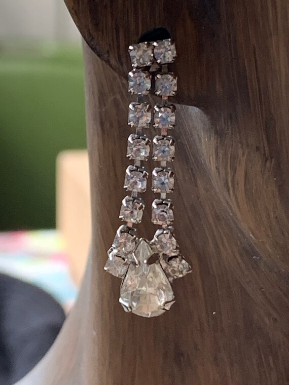 Beautiful Earrings, 2 Rows with a Teardrop 1 1/4"… - image 7