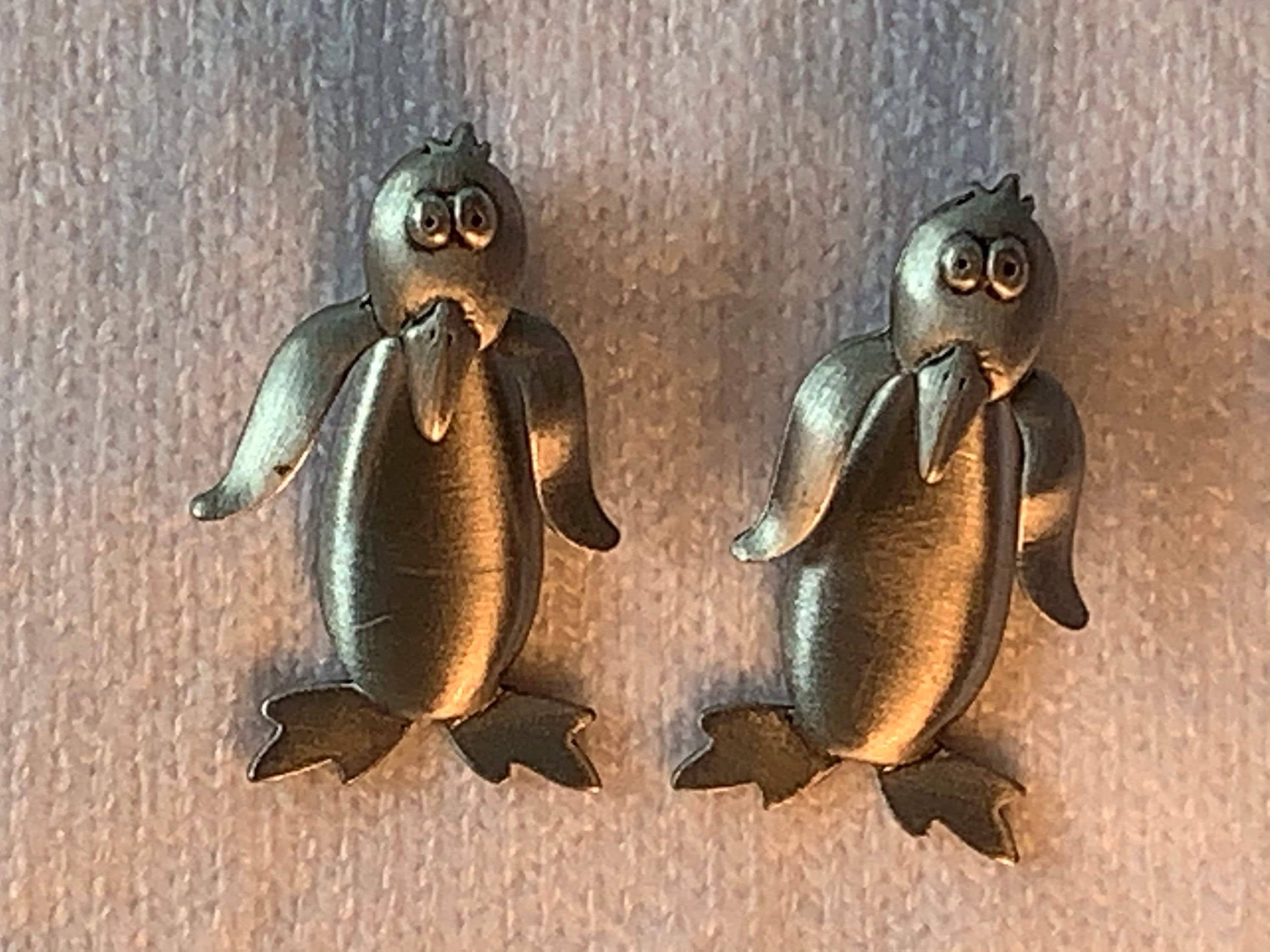 JJ Penguins Animated Pewter Post Earrings Etsy UK