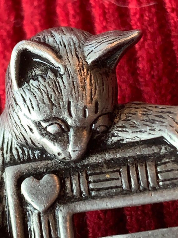 JJ Jonette Pewter Kitty Cat Frame brooch 1980's - image 4