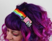 Nyan Cat Rainbow Headband, Pixel Rainbow, Kitty