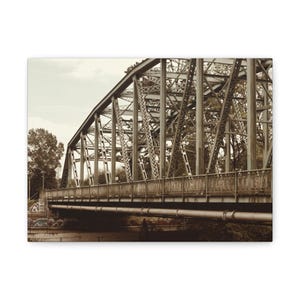Vintage Brücke Leinwand | Sepia Brücke Leinwand, Kunst, Wohnkultur, Rustikaler Wandbehang, Geschenk für Architektur Liebhaber