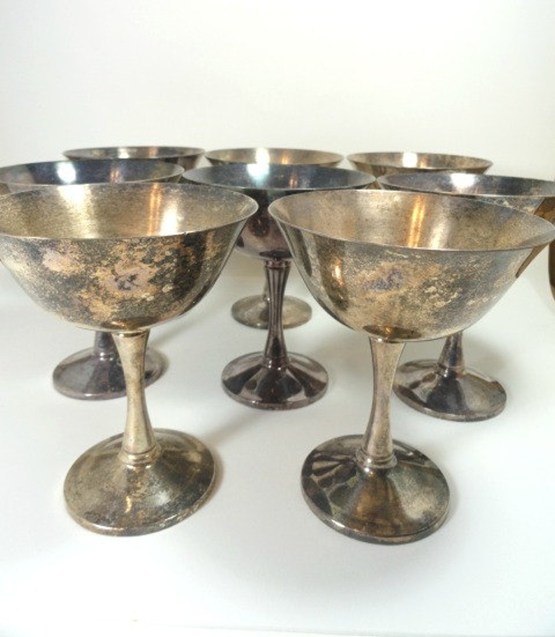 8 Vintage Jolen Silver Plated Wine Goblets Wedding Shabby Etsy